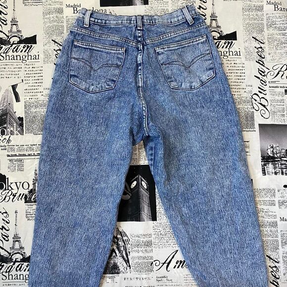 Jeans X-AM Women's mid acid stone wash 80s vintage high waist zipper slim jeans - Picture 3 of 4